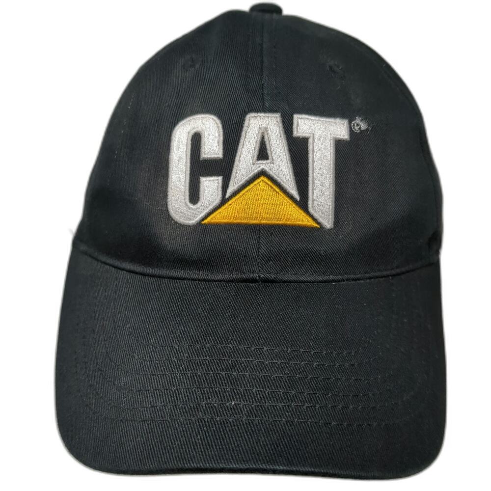 Caterpillar Baseball Cap Black One Size Embroidered Logo Cotton Strapback Hat